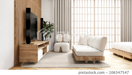 Modern cabinet and armchair sofa on living room japanese. 106347547