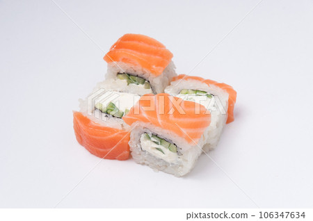 philadelphia roll with cucumber on a light background 106347634