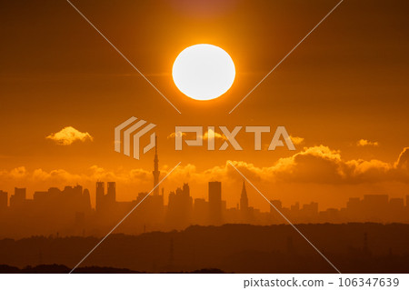 "Tokyo" Dawn of Tokyo, the sun rising from the skyscraper "Tokyo" Dawn of Tokyo, the sun rising from the skyscraper 106347639