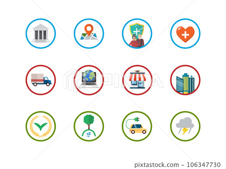 Business Flat Circle Icons Set Collection 106347730