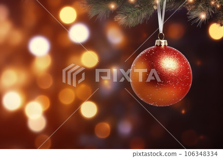 Christmas background with red Christmas decorations. 106348334