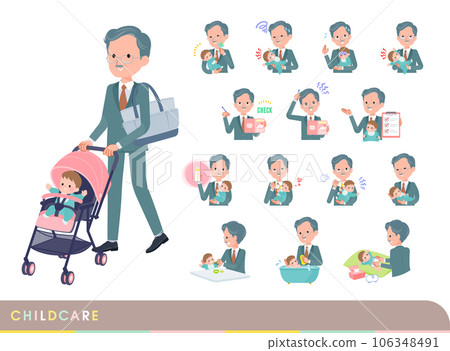 Set of business president men who take care of babies Set of business president men who take care of babies 106348491