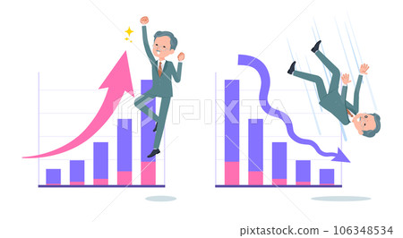 一組表達績效上升和績效下降的商業總裁 106348534