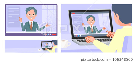 Set of business president men having video chat 106348560