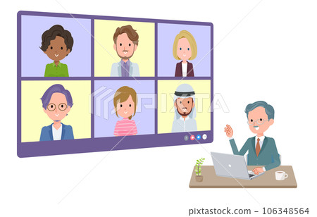A set of business president men having an online meeting with multiple people. depth angle. 106348564