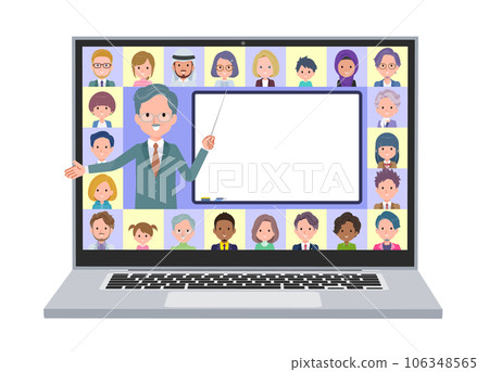 Set of business president men teaching classes online 106348565