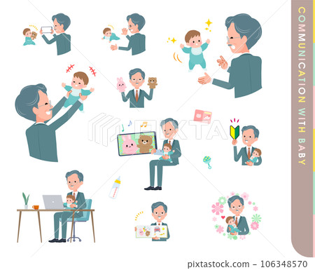 Set of business president men who communicate with babies Set of business president men who communicate with babies 106348570