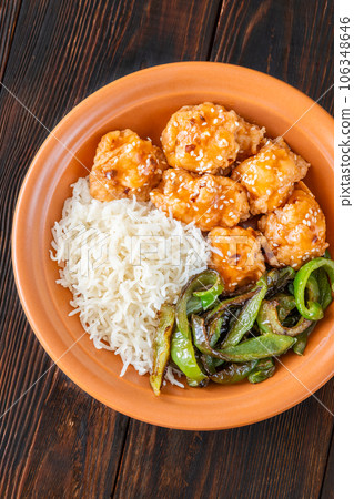 Bowl of orange chicken Bowl of orange chicken 106348646