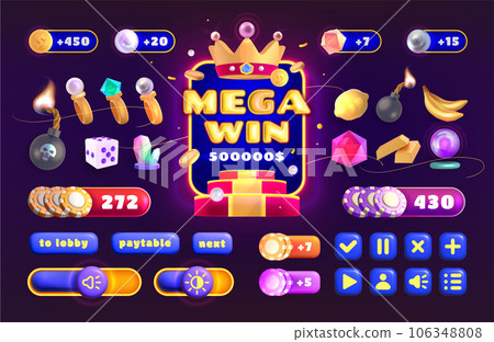 Casino icon for gambling ui game interface cartoon elements 106348808