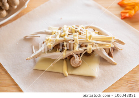 mushroom cheese spring rolls 106348851