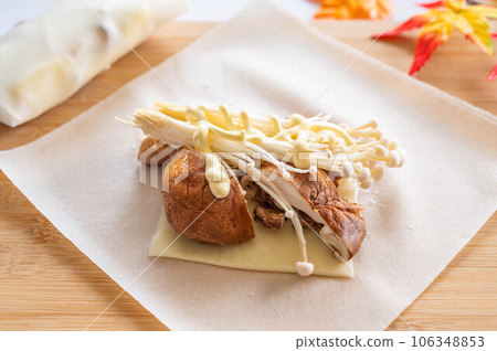 mushroom cheese spring rolls 106348853