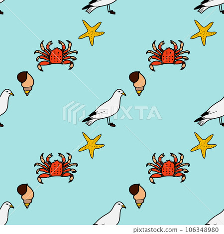 vector flat seamless pattern on the theme of sea cruise 106348980