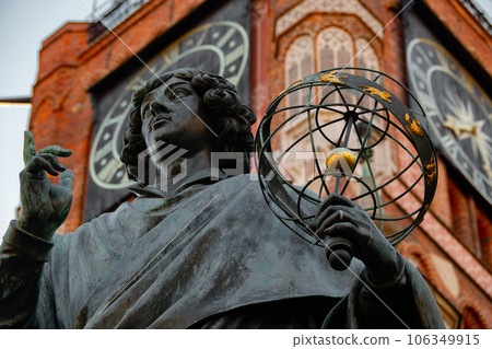 2022-07-06. Nicolaus Copernicus Monument . Statue in front of the Old Town Hall, Torun, Poland. 2022-07-06. Nicolaus Copernicus Monument . Statue in front of the Old Town Hall, Torun, Poland. 106349915