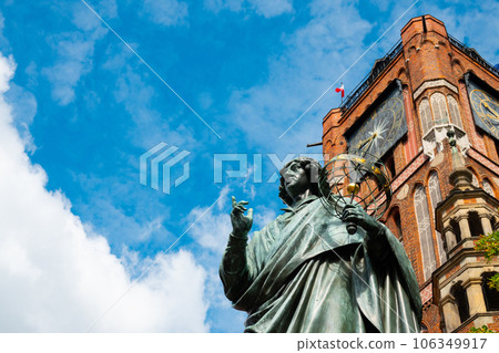 2022-07-06. Nicolaus Copernicus Monument . Statue in front of the Old Town Hall, Torun, Poland. 2022-07-06. Nicolaus Copernicus Monument . Statue in front of the Old Town Hall, Torun, Poland. 106349917