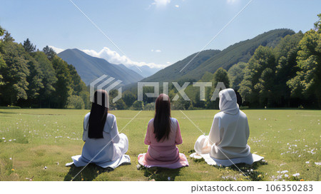 形成 zazen_wide 的三名邪教信徒的背影 106350283