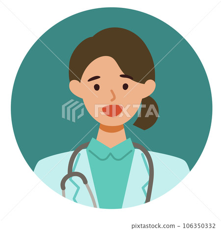 身穿白大褂的女醫生微笑上半身插圖 身穿白大褂的女醫生微笑上半身插圖 106350332