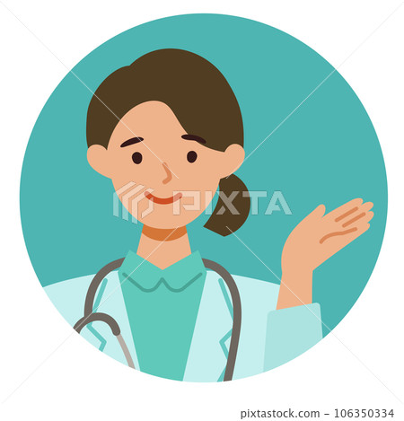 一位穿著白大褂的女醫生的上半身插圖 106350334
