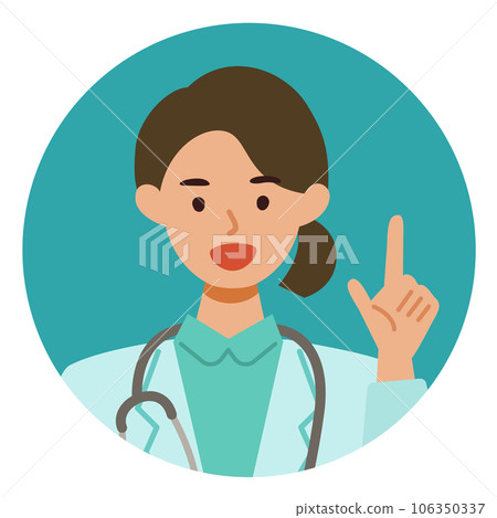 一位穿著白大褂的女醫生的上半身插圖 106350337