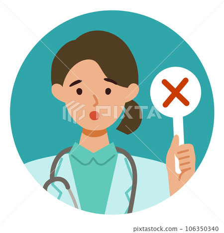 一位身穿白大褂的女醫生的插圖禁止,錯誤 一位身穿白大褂的女醫生的插圖禁止,錯誤 106350340