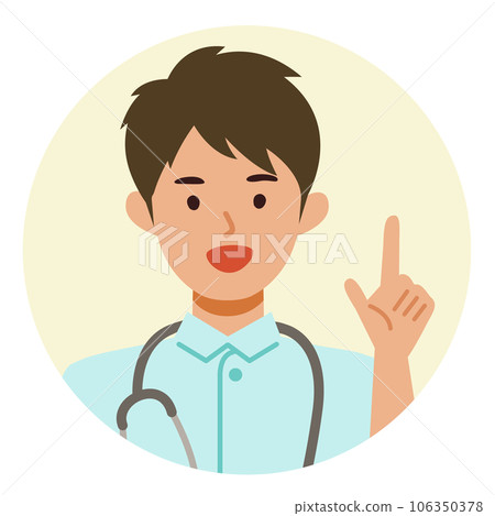 一名身穿白大褂的男護士的上半身插圖 一名身穿白大褂的男護士的上半身插圖 106350378