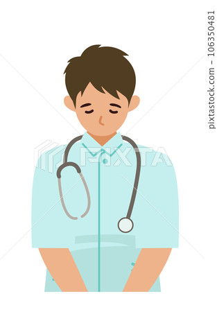 身穿白大褂的男護士鞠躬的上半身插圖 106350481