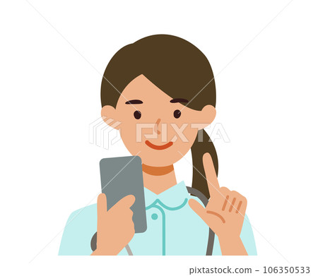 Upper body illustration of a female nurse in a white coat Smartphone 106350533
