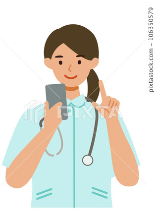 Upper body illustration of a female nurse in a white coat Smartphone 106350579