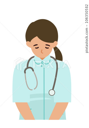 身穿白大褂的女護士鞠躬的上半身插圖 身穿白大褂的女護士鞠躬的上半身插圖 106350582