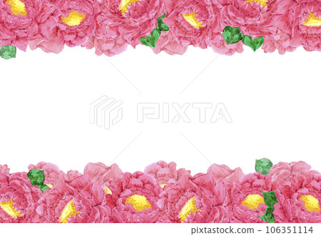 Hand drawn watercolor magenta peony flower frame. Isolated on white background. Scrapbook, post card, banner, lable, poster. Hand drawn watercolor magenta peony flower frame. Isolated on white background. Scrapbook, post card, banner, lable, poster. 106351114