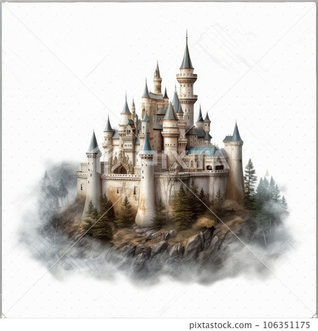 Draculas castle realistic illustration - Generative AI. Draculas castle realistic illustration - Generative AI. 106351175
