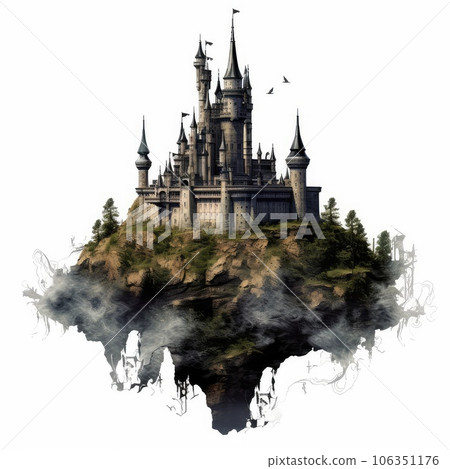Draculas castle realistic illustration - Generative AI. Draculas castle realistic illustration - Generative AI. 106351176