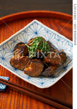 Stir fry with eggplant 106351871