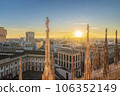 Aerial view of Royal Palace of Milan towards the southwest of Milan city 106352149