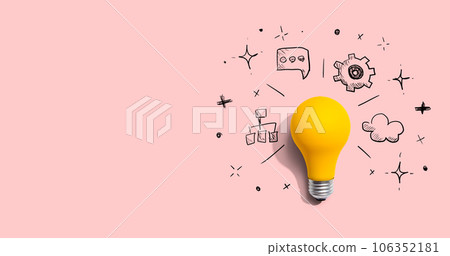 Brainstorming concept with a light bulb 106352181