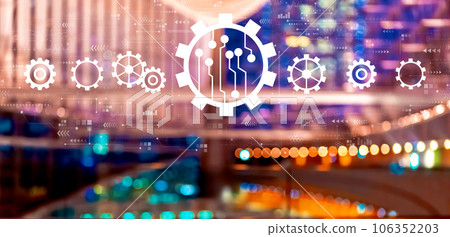 Automation concept with big city at night 106352203