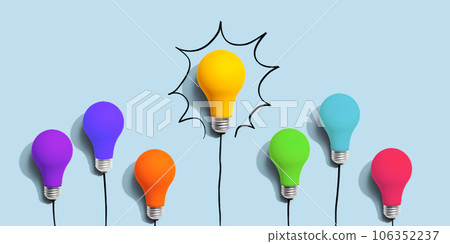 One out unique idea light bulb concept One out unique idea light bulb concept 106352237