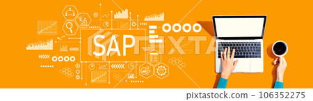 SAP theme with person using a laptop 106352275