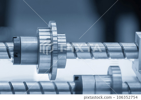 Closeup scene the spare parts lead ball screw set. Closeup scene the spare parts lead ball screw set. 106352754