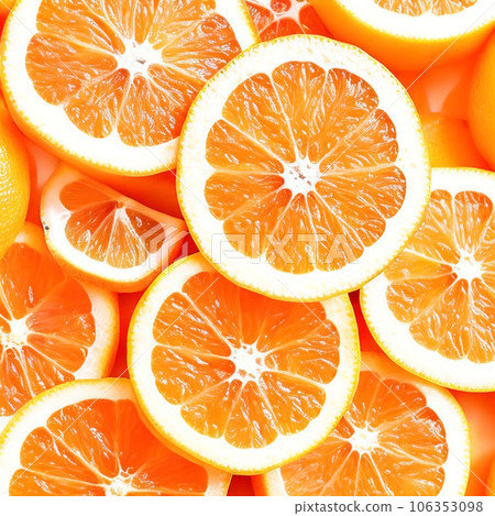 Close-up of sliced orange fruit.orange sunkist slices, Creative summer wallpaper for your multimedia content creation Close-up of sliced orange fruit.orange sunkist slices, Creative summer wallpaper for your multimedia content creation 106353098