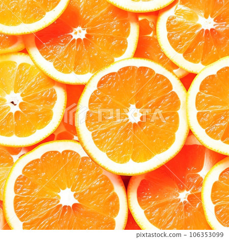 Close-up of sliced orange fruit.orange sunkist slices, Creative summer wallpaper for your multimedia content creation Close-up of sliced orange fruit.orange sunkist slices, Creative summer wallpaper for your multimedia content creation 106353099