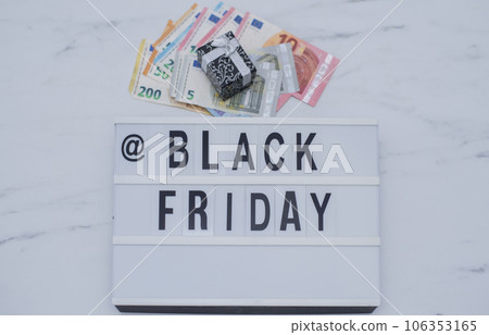 Black friday word on lightbox on white table.shopping concept Black friday word on lightbox on white table.shopping concept 106353165