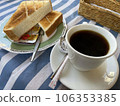 delicious hot coffee and toast 106353385