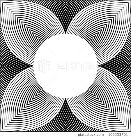 Abstract Geometric Halftone Radial Pattern in Flower Shape. Vector Art. 106353701