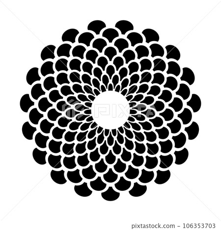 Abstract Decorative Radial Circle Black and White Pattern in Rosette Shape. Vector Art. Abstract Decorative Radial Circle Black and White Pattern in Rosette Shape. Vector Art. 106353703