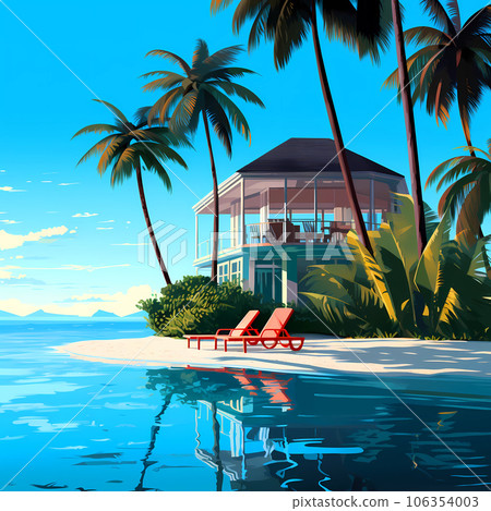 Illustration of a beautiful view of a tropical island 106354003