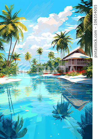 Illustration of a beautiful view of a tropical island 106354005
