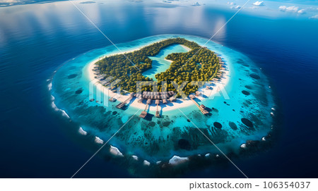 Illustration of a beautiful aerial view of a tropical island Illustration of a beautiful aerial view of a tropical island 106354037