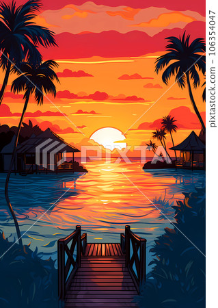 Illustration of a beautiful view of a tropical island 106354047