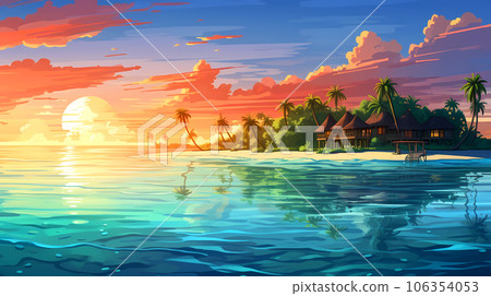 Illustration of a beautiful view of a tropical island 106354053
