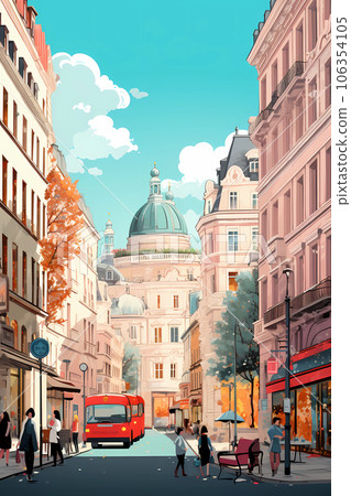 Illustration of beautiful view of Vienna, Austria Illustration of beautiful view of Vienna, Austria 106354105